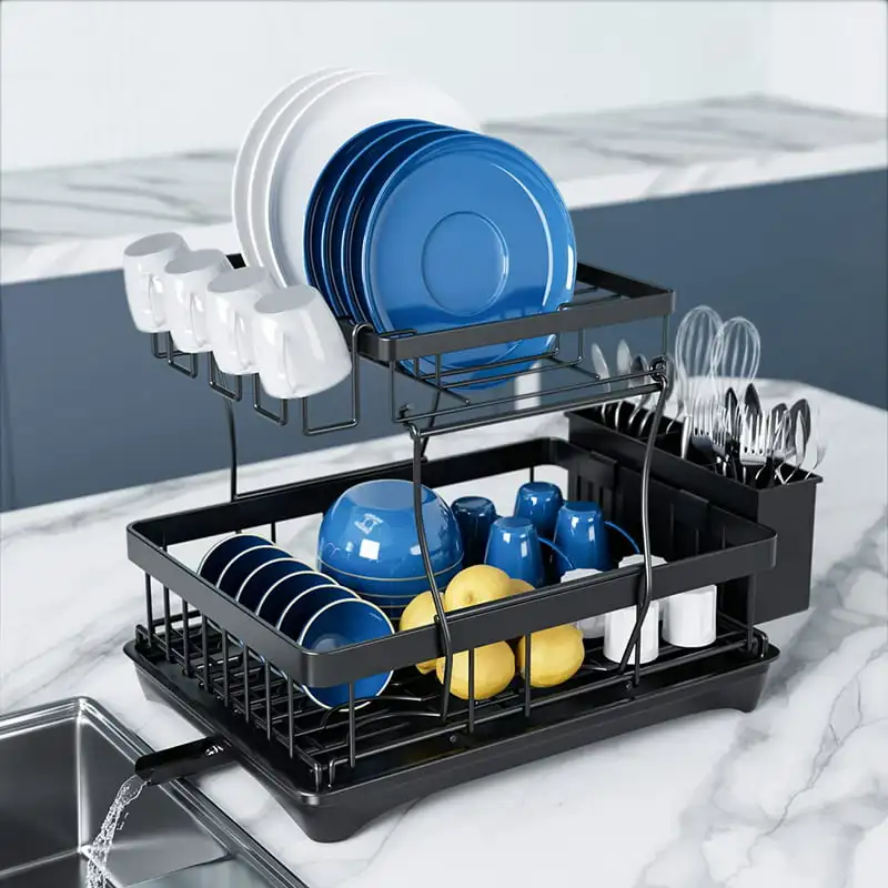 2 Tier Dish Racks for Kitchen Counter, Dish Drying Rack with Dish Drainer, Stainless Steel Dish Rack Drain Set with Utensil Cups
2 Tier Dish Racks for Kitchen Counter, Dish Drying Rack with Dish Drainer, Stainless Steel Dish Rack Drain Set with Utensil Cups