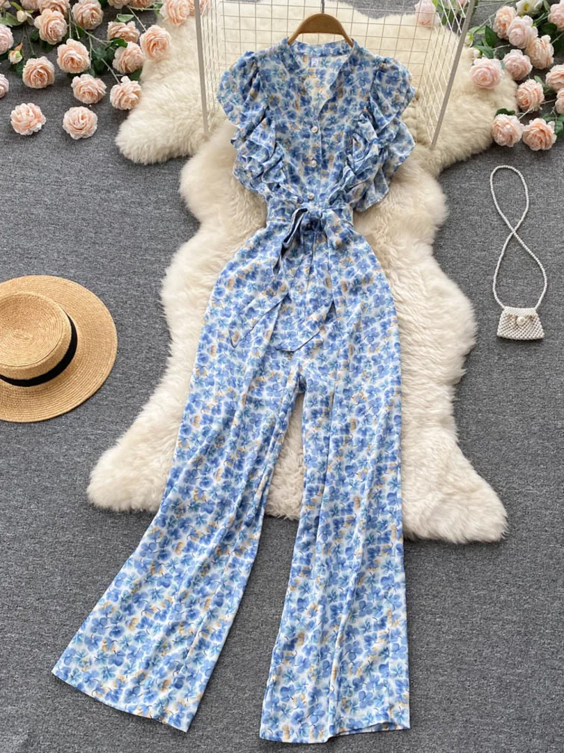 Foamlina Women Jumpsuit 2022 Fashion Summer Floral Print Ruffles Rompers O-neck Sleeveless Buttons Wide Leg Long Pants Overalls
Foamlina Women Jumpsuit 2022 Fashion Summer Floral Print Ruffles Rompers O-neck Sleeveless Buttons Wide Leg Long Pants Overalls