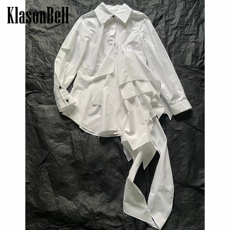 6.23 KlasonBell Fashion Asymmetric Patchwork Wave Folds Long Sleeve Shirt Women
6.23 KlasonBell Fashion Asymmetric Patchwork Wave Folds Long Sleeve Shirt Women