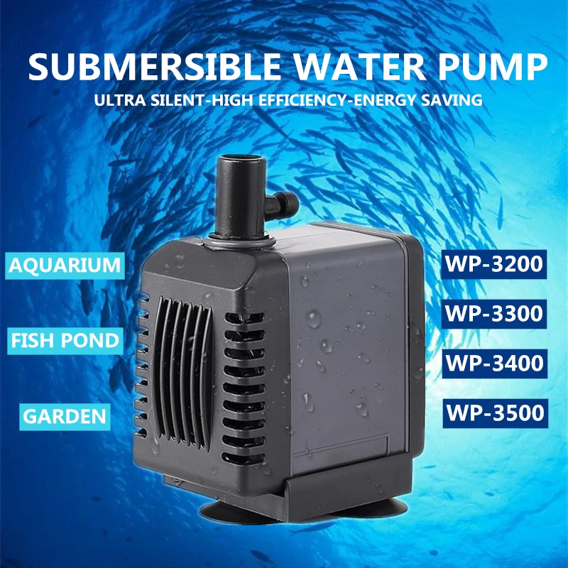 

220-240V 5-25W Water Pump WP-3200~3500 Ultra Silent Garden Aquarium pump Fish Tank Submersible Filter Pump Small Mini Water Pump