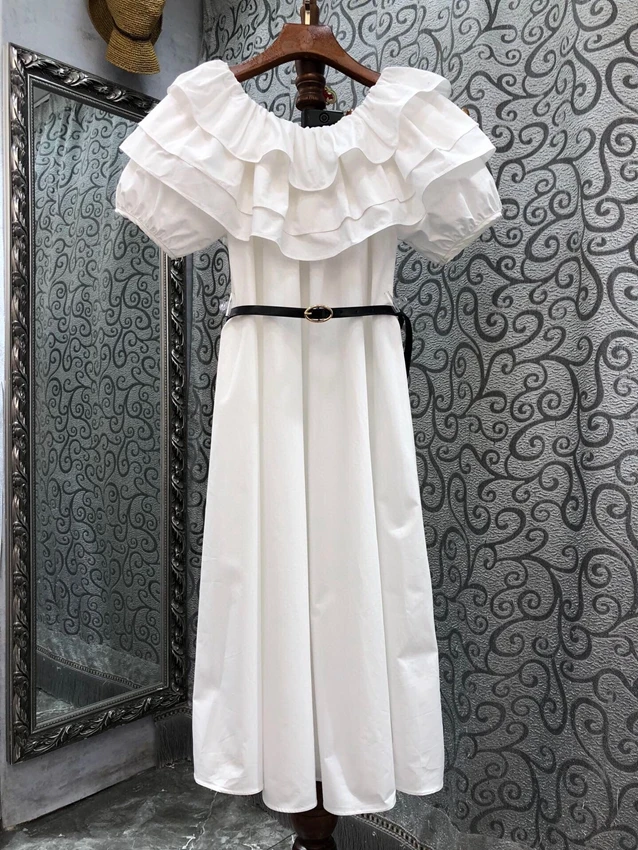 2023 new women fashion short sleeve three-dimensional ruffle edge belt slim elegant fairy long dress dress 0410
2023 new women fashion short sleeve three-dimensional ruffle edge belt slim elegant fairy long dress dress 0410