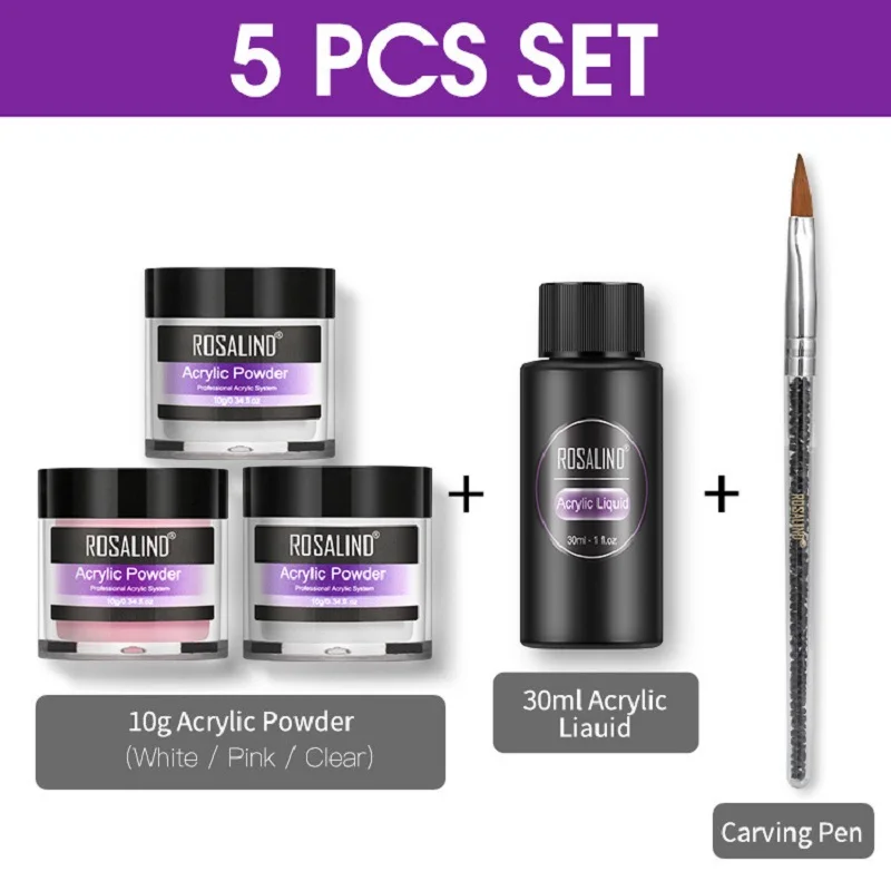 ROSALIND 5PCS Set Acrylic Powder Nail Art Extension Builder Crystal Flower Carve Manicure Acrylic Dipping Powder Liquid Tool Kit
ROSALIND 5PCS Set Acrylic Powder Nail Art Extension Builder Crystal Flower Carve Manicure Acrylic Dipping Powder Liquid Tool Kit