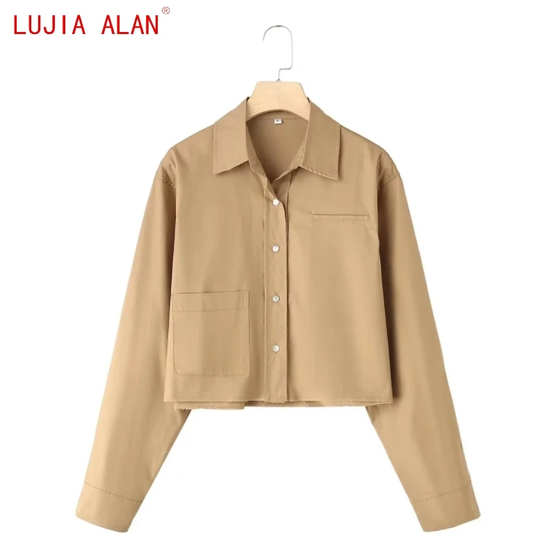 New Women Single Pocket Loose Shirt Female Long Sleeve Blouse Casual Turndown Collar Short Tops 3 Colors LUJIA ALAN B2825
New Women Single Pocket Loose Shirt Female Long Sleeve Blouse Casual Turndown Collar Short Tops 3 Colors LUJIA ALAN B2825