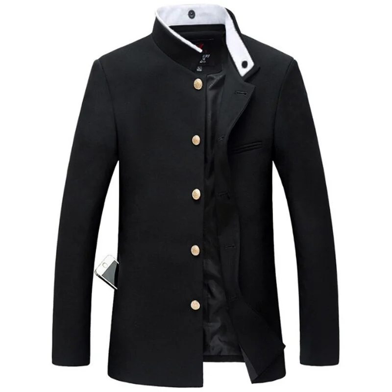

Новинка, Мужская черная приталенная куртка-туника, однобортный Блейзер, японский Униформа Scl, колледжа, пальто