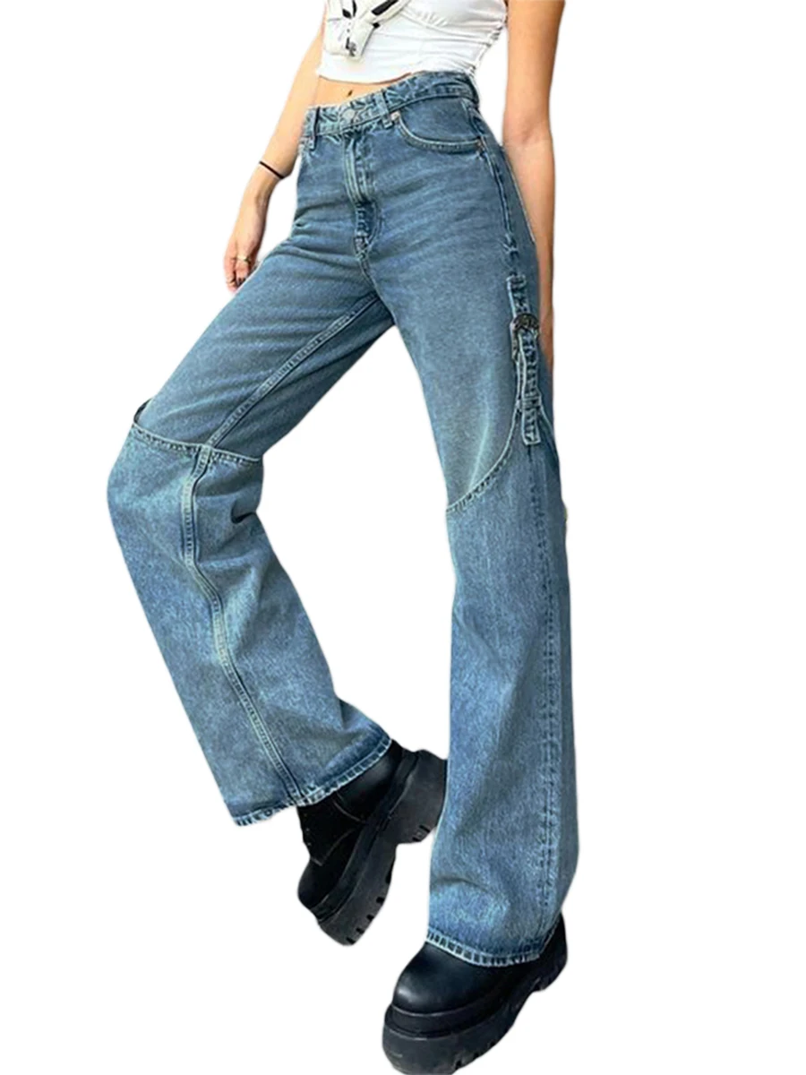 Women Patchwork Buckle Straps Wide Leg Jeans Fashion Mid Rise Baggy Denim Pants Streetwear
Women Patchwork Buckle Straps Wide Leg Jeans Fashion Mid Rise Baggy Denim Pants Streetwear