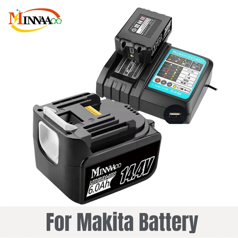 

Новый перезаряжаемый литий-ионный аккумулятор 14,4 В 6000 мАч для электроинструментов Makita 14 в, батареи 1415 Ач BL1460 BL1430 194066-1