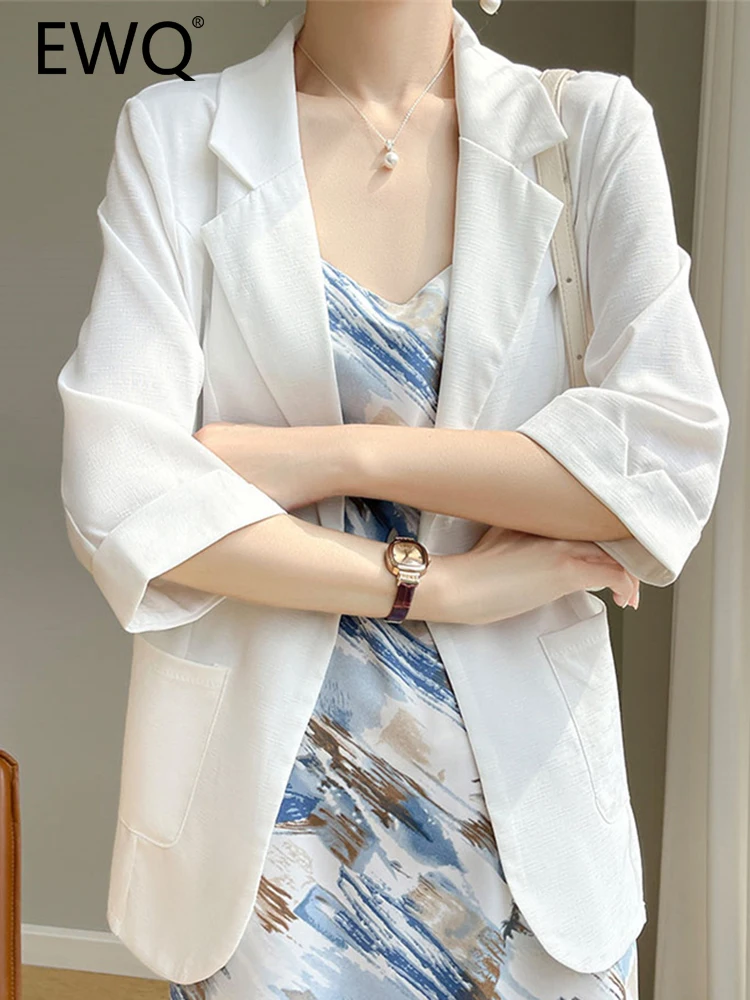 EWQ Elegant Linen Loose Blazers For Women Solid Single Button Three Quarter Office Lady Female Tops 2023 Summer New 26D4846
EWQ Elegant Linen Loose Blazers For Women Solid Single Button Three Quarter Office Lady Female Tops 2023 Summer New 26D4846