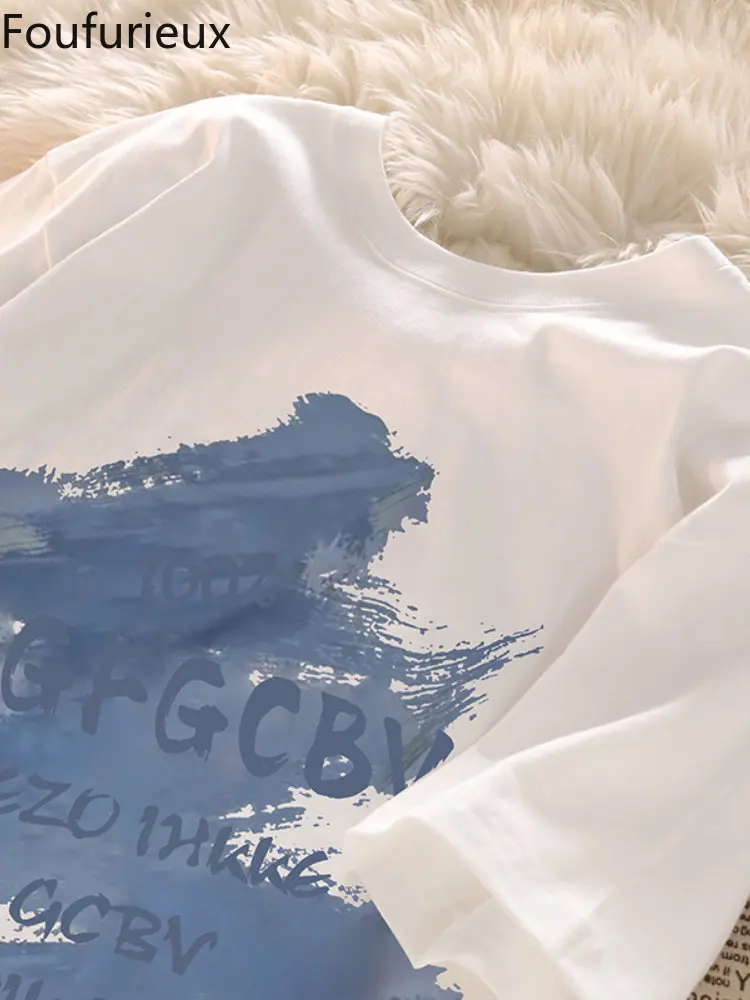 Летняя хлопковая Футболка с круглым вырезом и принтом, в стиле Харадзюку 
Летняя хлопковая Футболка с круглым вырезом и принтом, в стиле Харадзюку