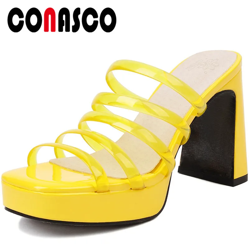 CONASCO Concise Fashion Women Sandals Thick High Heels Platforms Slippers Party Wedding Casual Pumps Narrow Band Shoes Woman
CONASCO Concise Fashion Women Sandals Thick High Heels Platforms Slippers Party Wedding Casual Pumps Narrow Band Shoes Woman