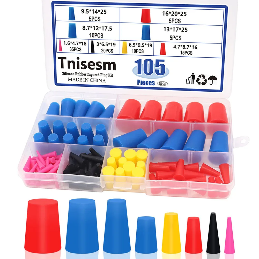 105Pcs Car High Temp Masking Plugs Powder Coating Cone Silicone Rubber Plugs Assortment Kit Car Accessories Maintenance Reusable
105Pcs Car High Temp Masking Plugs Powder Coating Cone Silicone Rubber Plugs Assortment Kit Car Accessories Maintenance Reusable