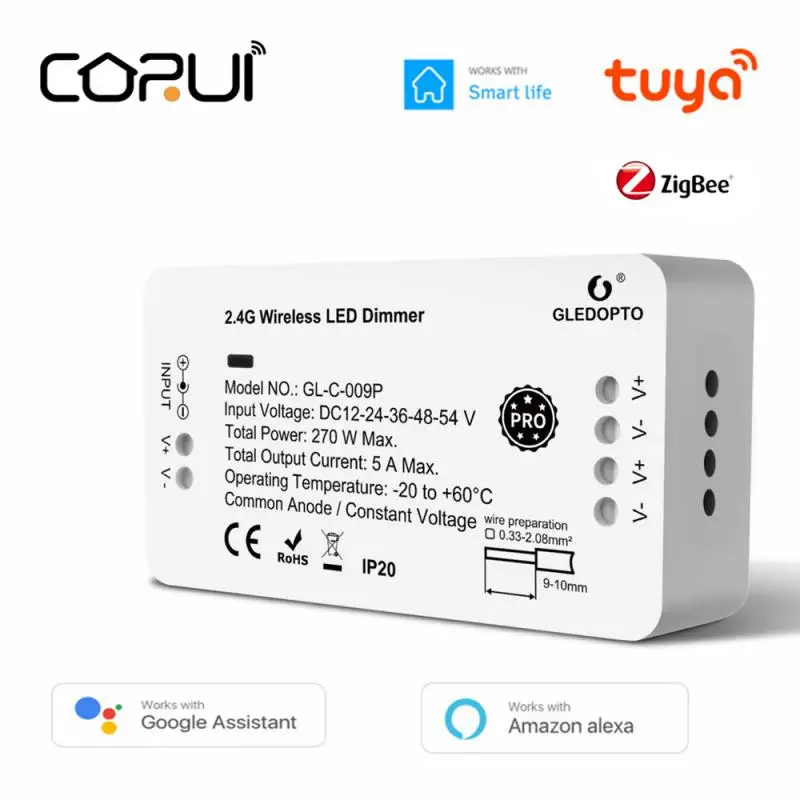 CORUI Zigbee Tuya LED Dimmer Controller Pro Smart LED Strip Controller Smart LIfe Remote Control Work With Alexa Google Home
CORUI Zigbee Tuya LED Dimmer Controller Pro Smart LED Strip Controller Smart LIfe Remote Control Work With Alexa Google Home