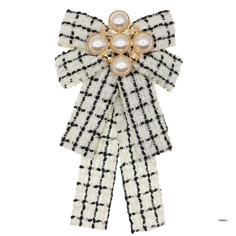 Women Vintage Elegant Plaid Striped Print Pre-Tied Neck Tie Brooch Imitation Pearl Jewelry Ribbon Bow Tie Corsage for Shirt
Women Vintage Elegant Plaid Striped Print Pre-Tied Neck Tie Brooch Imitation Pearl Jewelry Ribbon Bow Tie Corsage for Shirt