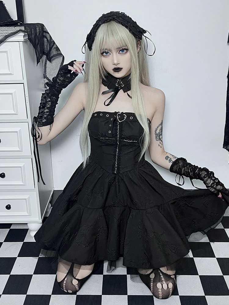 Женское жаккардовое платье без бретелек, облегающее платье без рукавов с открытой спиной, пушистое платье в готическом Стиле Лолита, 2023
Женское жаккардовое платье без бретелек, облегающее платье без рукавов с открытой спиной, пушистое платье в готическом Стиле Лолита, 2023