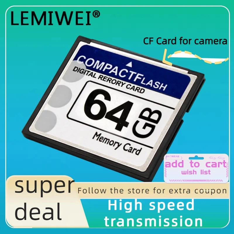 

Lemiwei CF Card High Speed Compact Flash Card 256MB 1GB 2GB 4GB 8GB 16GB 32GB 64GB Compactflash Flash Memory Card for Camera