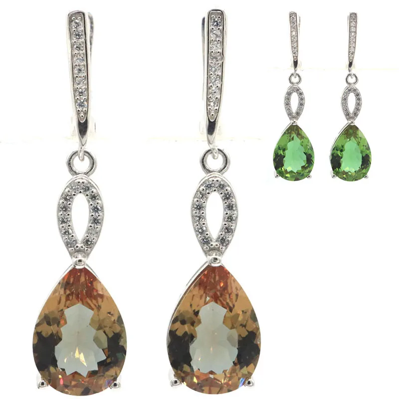 

40x10mm Jazaz 6.1g Zultanite Color Changing Alexandrite Topaz CZ Females Daily Wear 925 Solid Sterling Silver Earrings