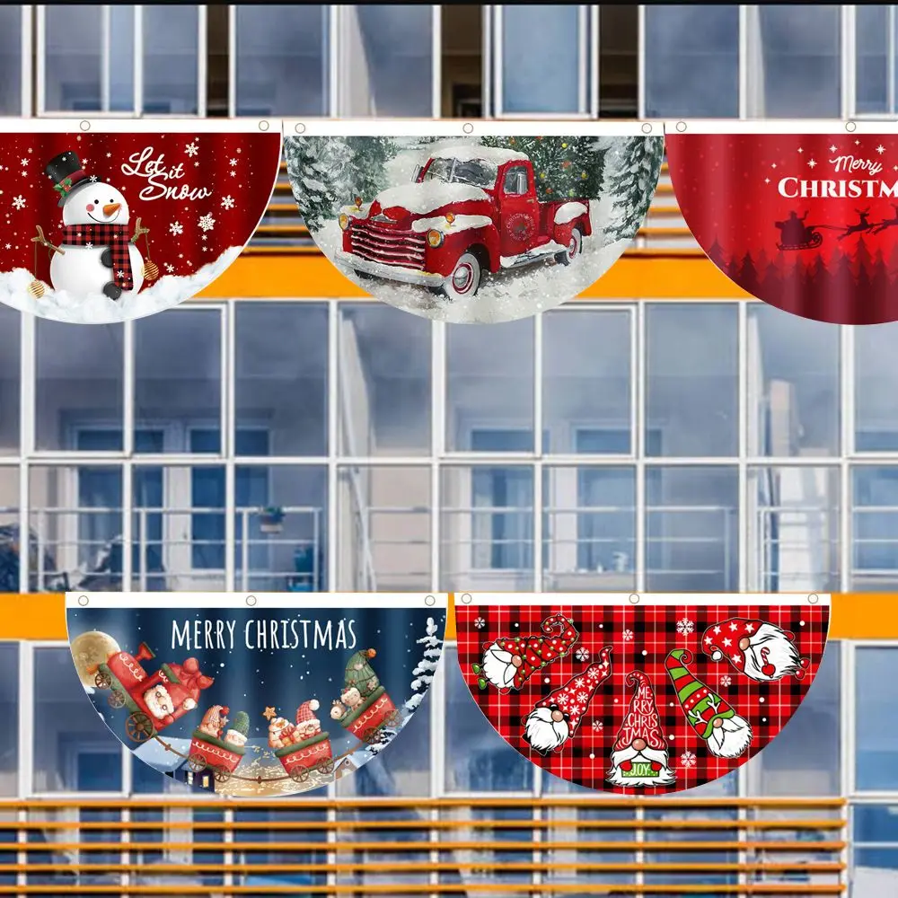 

Рождественский Веерообразный флаг, снеговик, Санта-Клаус, подвесные флаги, Рождественское украшение, украшение для дома, сада, уличное укра...