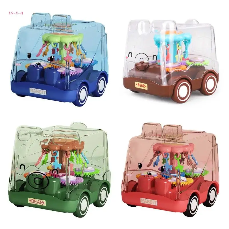 

Transparent Gear Car Toy Cartoon Pull Back Vehicle Bus Toy Gear Transmission Sliding Car Toddler Boy Girl Education Gift