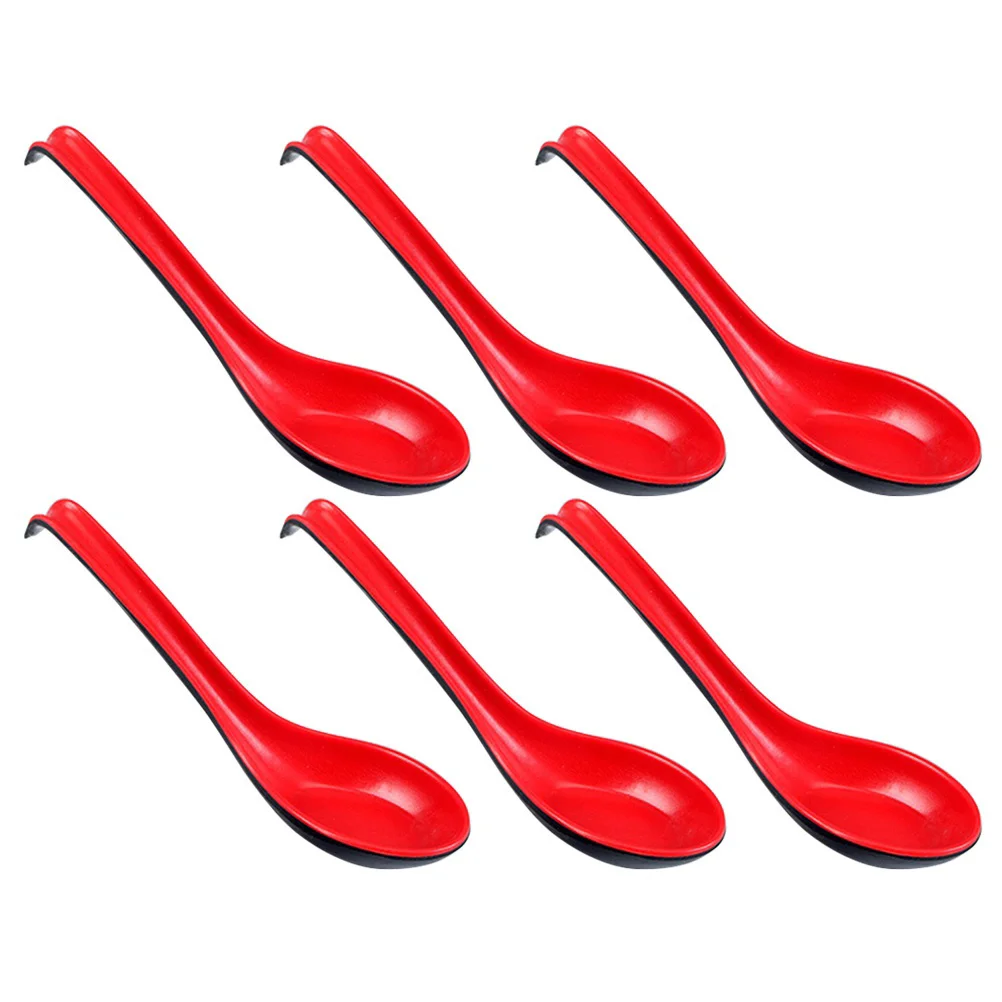 6PCS Unbreakable Soup Spoons Black and Red Handle Serving Spoon Noodle Soup Spoons Tasting Spoon for Home Restaurant
6PCS Unbreakable Soup Spoons Black and Red Handle Serving Spoon Noodle Soup Spoons Tasting Spoon for Home Restaurant
