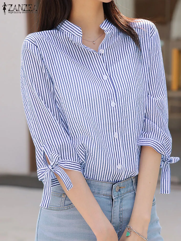 Fashion Striped Stand Neck 3/4 Sleeve Shirt ZANZEA Women Spring Summer Blouse Causal Work OL Shirts Holiday Streetwear Tunic Top
Fashion Striped Stand Neck 3/4 Sleeve Shirt ZANZEA Women Spring Summer Blouse Causal Work OL Shirts Holiday Streetwear Tunic Top