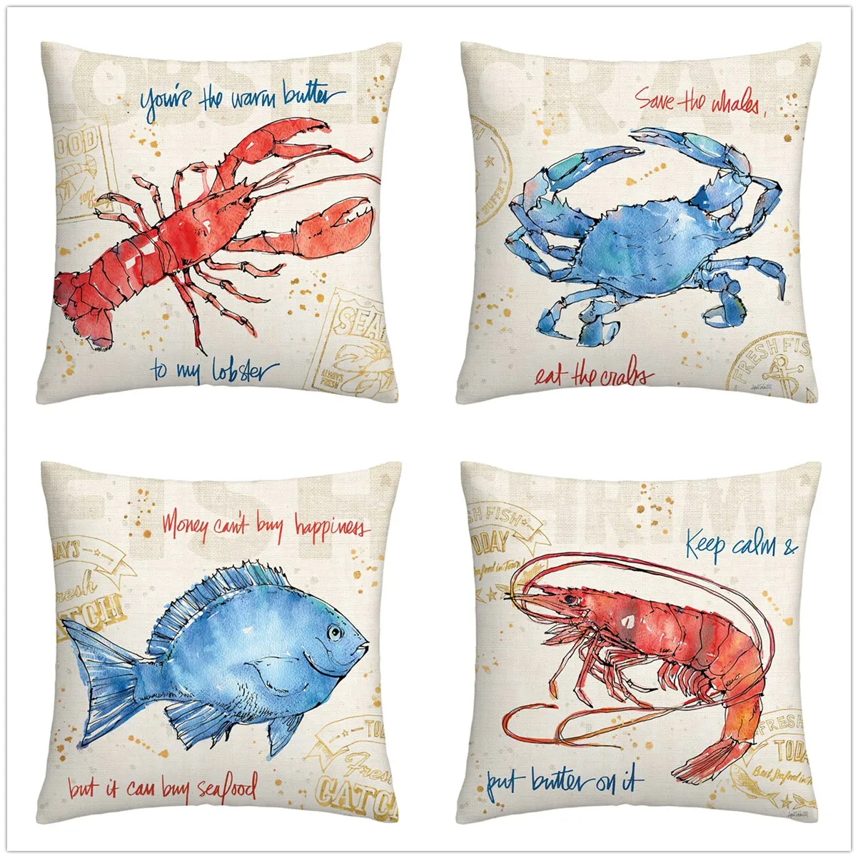 Red lobster blue crab fish linen pillowcase sofa cushion cover home decoration can be customized for you 40x40 50x50 60x60 45x45 
Red lobster blue crab fish linen pillowcase sofa cushion cover home decoration can be customized for you 40x40 50x50 60x60 45x45