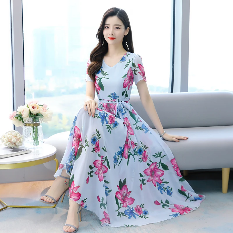 2022 Chiffon Boho Beach Maxi Dress Summer Blue Floral Print Casual Short-sleeve V-neck Long Dresses Women Elegant Party Vestidos
2022 Chiffon Boho Beach Maxi Dress Summer Blue Floral Print Casual Short-sleeve V-neck Long Dresses Women Elegant Party Vestidos