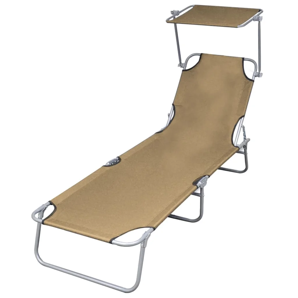 Outdoor Patio Garden Folding Sun Lounger Lounge Chairs Pool Outside Deck with Canopy Steel Taupe
Outdoor Patio Garden Folding Sun Lounger Lounge Chairs Pool Outside Deck with Canopy Steel Taupe