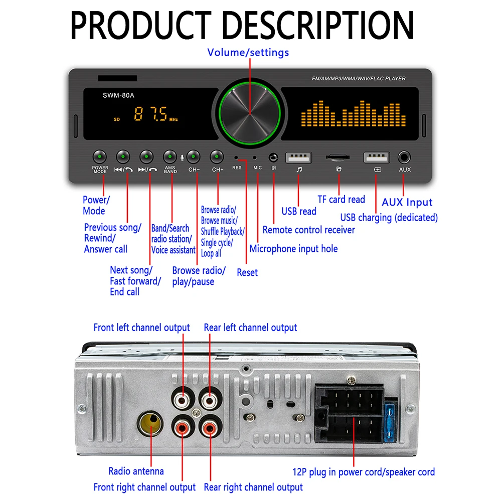 Car Multimedia Car Stereo Mp3 Player 1 Din LCD Bluetooth Audio USB AM/FM Radio Bluetooth Receiver 12V Auto Audio
Car Multimedia Car Stereo Mp3 Player 1 Din LCD Bluetooth Audio USB AM/FM Radio Bluetooth Receiver 12V Auto Audio