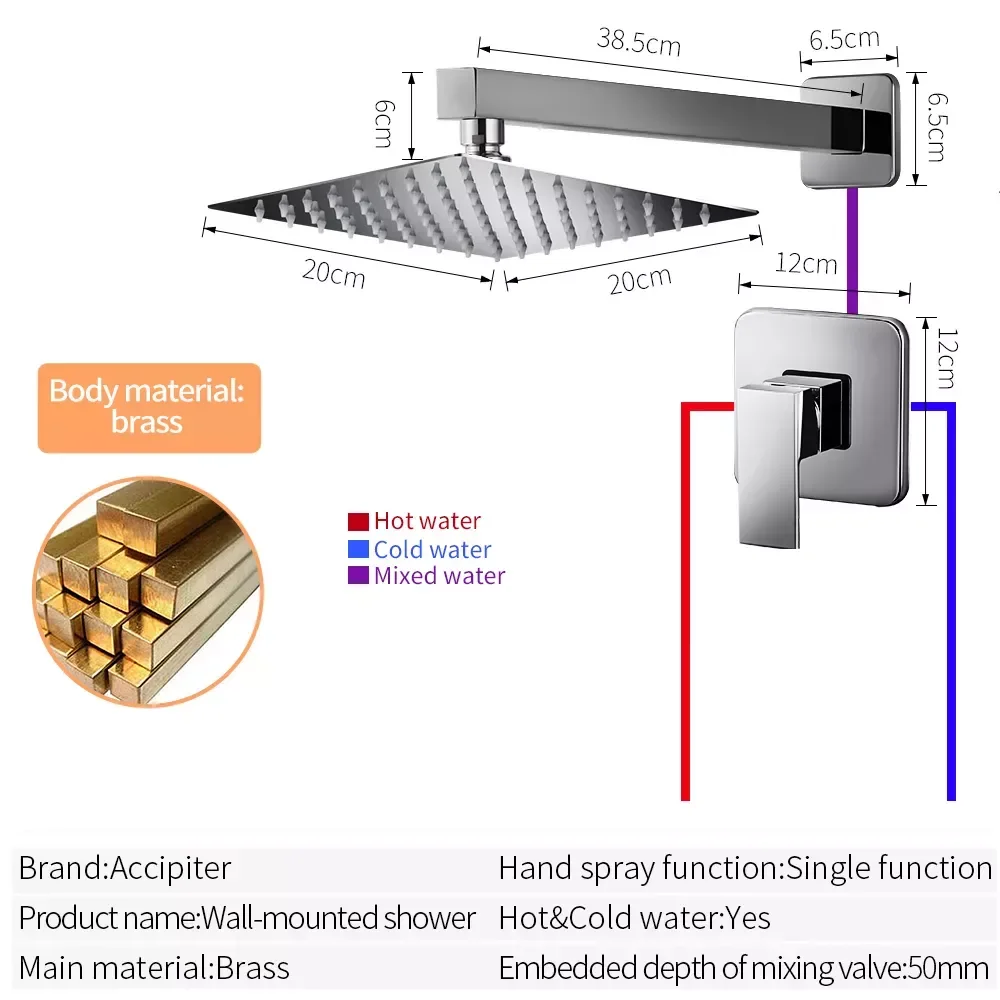 NEW2023 2 Function Concealed Shower Faucet with 8 inch Ultra-Thin Rainfall Square Shower Head Bath Tap Mixer Shower head SS-004
NEW2023 2 Function Concealed Shower Faucet with 8 inch Ultra-Thin Rainfall Square Shower Head Bath Tap Mixer Shower head SS-004