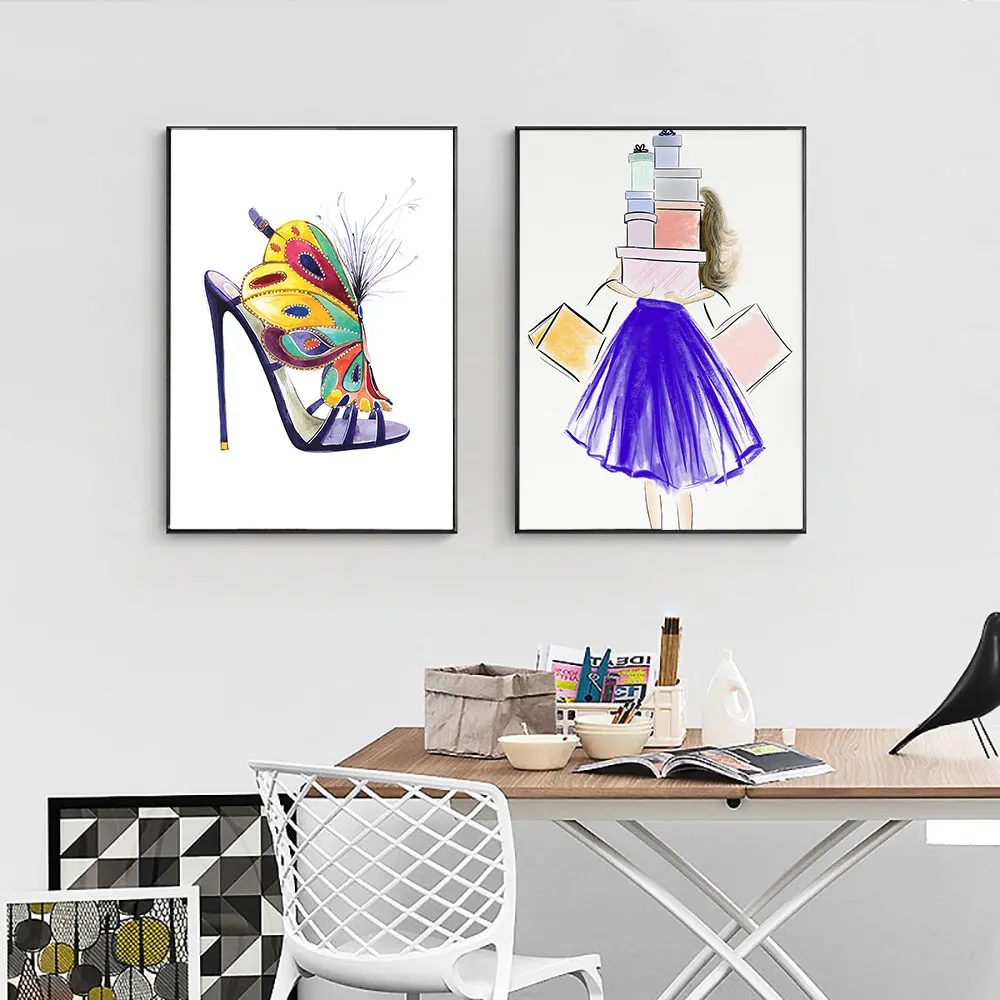 Fashion Poster Mural High Heel Shoes Art Prints Shopping Girl Art Painting Girl Room Poster Nordic Wall Pictures Bedroom Decor
Fashion Poster Mural High Heel Shoes Art Prints Shopping Girl Art Painting Girl Room Poster Nordic Wall Pictures Bedroom Decor