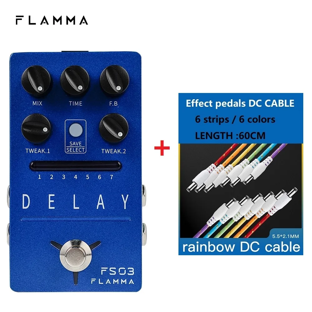 

FLAMMA FS03 and DC lines Guitar Effects Stereo Delay Pedal 6 Delay Effects with 80s Looper Storable Presets Tap Tempo Trail on