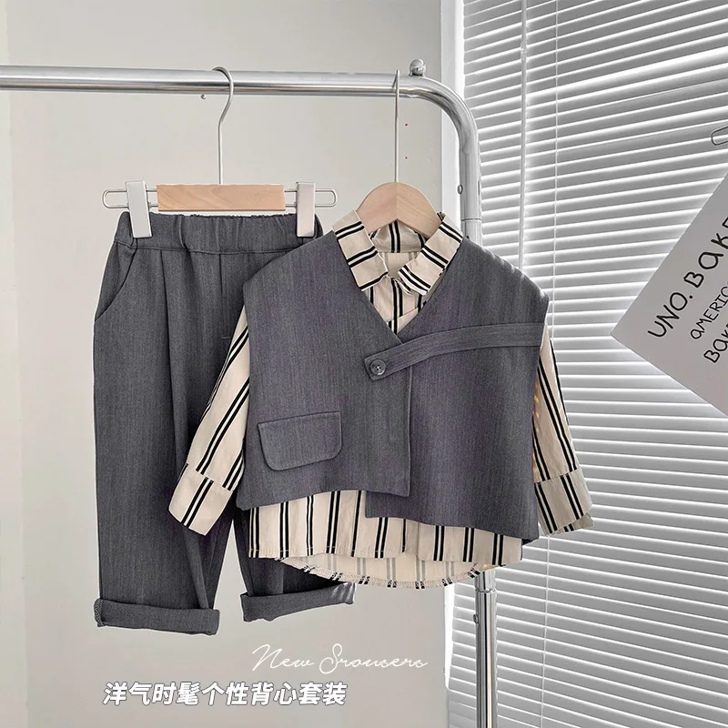 2022 Child Boys Clothes Set Kids Shirts+Vest+Pants Outfits Fashion Gentleman Toddler Suit Children Spring Formal Clothing Sets
2022 Child Boys Clothes Set Kids Shirts+Vest+Pants Outfits Fashion Gentleman Toddler Suit Children Spring Formal Clothing Sets