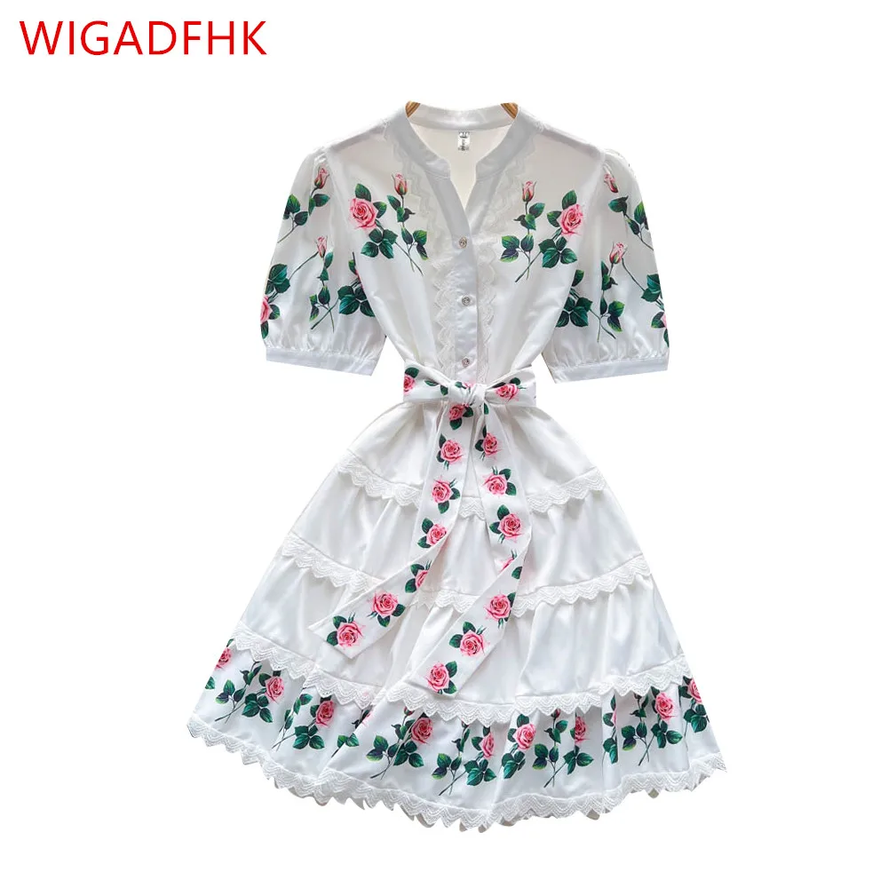 High-end European And American Style Retro Print Dress Women's 2022 Summer Dress New Lace Waist Elegant Runway Mini Vestidos
High-end European And American Style Retro Print Dress Women's 2022 Summer Dress New Lace Waist Elegant Runway Mini Vestidos