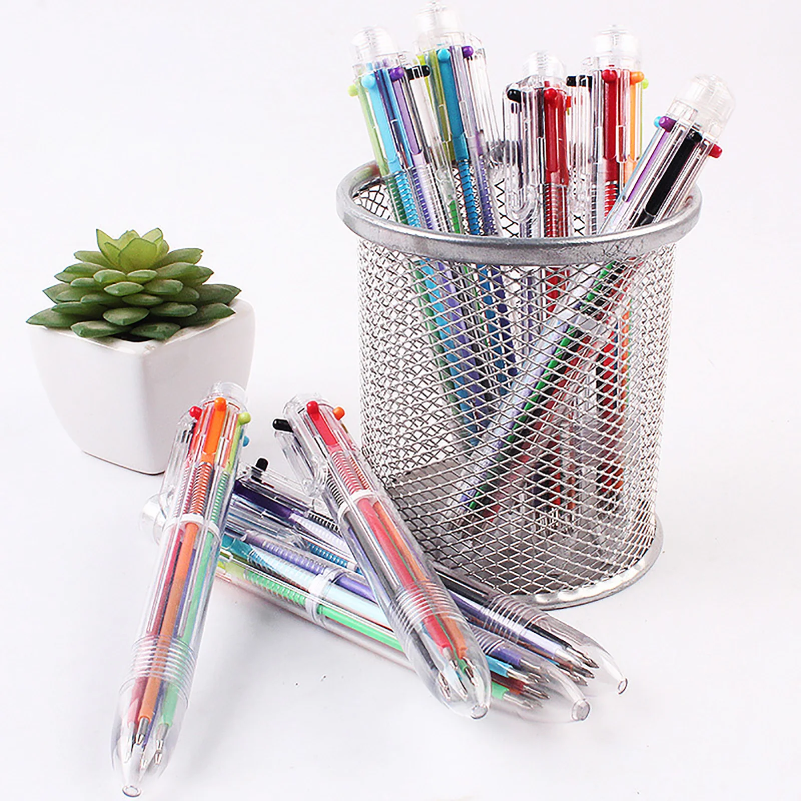 

Разноцветная шариковая ручка канцелярские принадлежности Пресс 6 цветов масляная ручка для офиса школьников шариковая ручка принадлежнос...