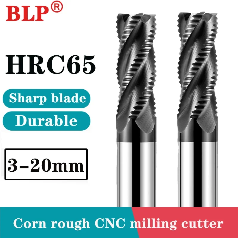 HRC65 Расширенная черновая фреза из вольфрамовой стали, 4 канавки, черное нанопокрытие, оборудование с ЧПУ, черные концевые фрезерные инструменты