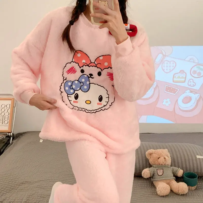 Kawaii Sanriod Anime Hobby My Melody Kuromi Kitty Winter Girls Pink Warm Fleece Pajamas Coral Fleece Homewear Set
Kawaii Sanriod Anime Hobby My Melody Kuromi Kitty Winter Girls Pink Warm Fleece Pajamas Coral Fleece Homewear Set