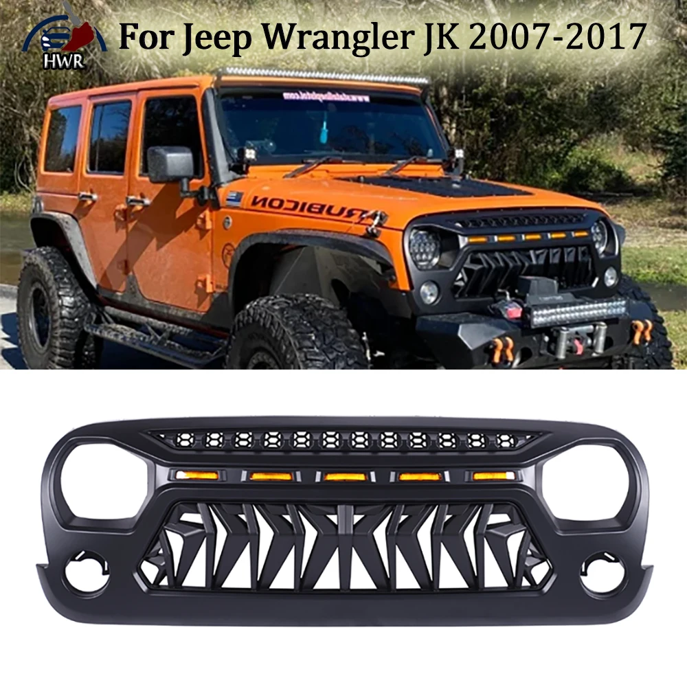 Матовая черная решетка переднего бампера для Jeep Wrangler JK 2007-2017 автомобильная