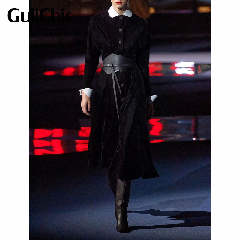 11.8 GuliChic Women Temperament Black With Belt Single Breasted Long Sleeve Collect Waist Velvet Dress
11.8 GuliChic Women Temperament Black With Belt Single Breasted Long Sleeve Collect Waist Velvet Dress