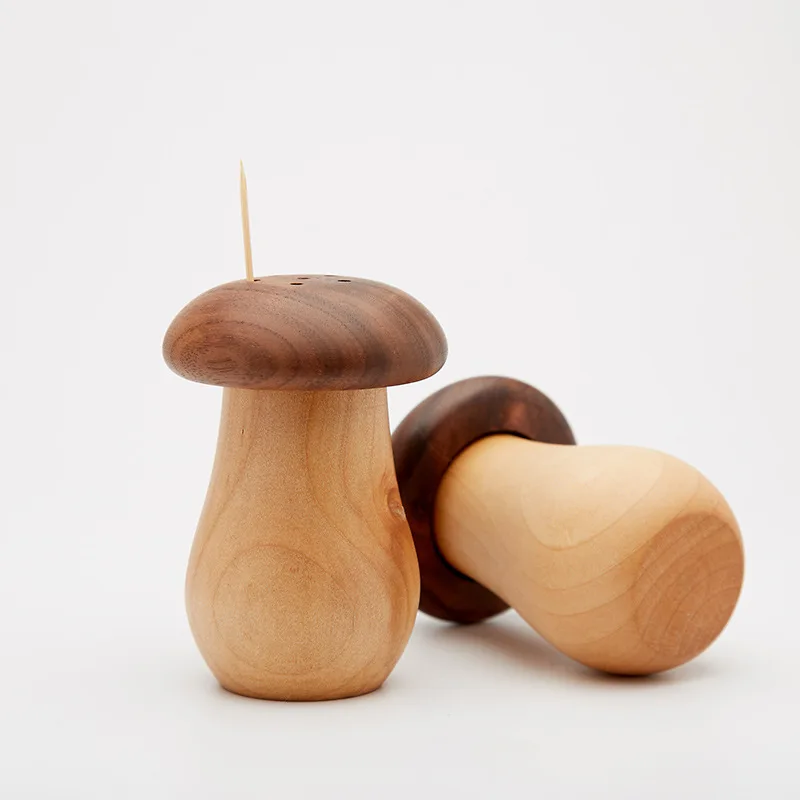 

Toothpick Holder Dispenser Wooden Cute Mushroom Tooth Pick Dispenser Toothpicks Storage Box Container for Kitchen Restaurant