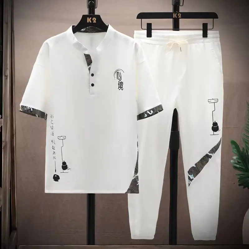 (Shirt + trousers)summer short sleeve mens shirt print pattern men's casual elastic waist shirts men Two-piece Suit size M-4XL
(Shirt + trousers)summer short sleeve mens shirt print pattern men's casual elastic waist shirts men Two-piece Suit size M-4XL