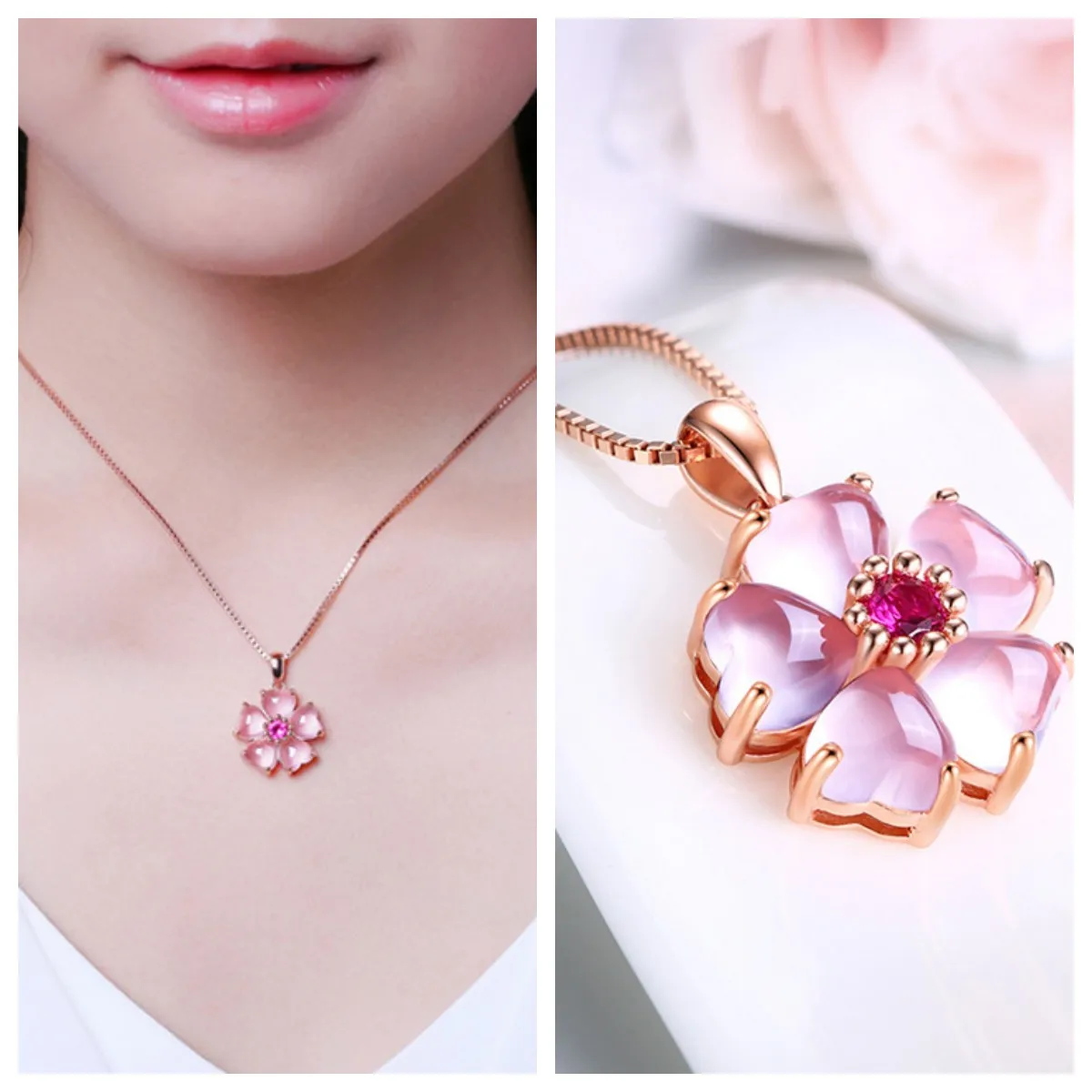 Copper Silver-Plated Collarbone Necklace,Sweet Pink Peach Heart Crystal Pendant, Natural Hibiscus Stone Plated Rose Gold Jewelry
Copper Silver-Plated Collarbone Necklace,Sweet Pink Peach Heart Crystal Pendant, Natural Hibiscus Stone Plated Rose Gold Jewelry