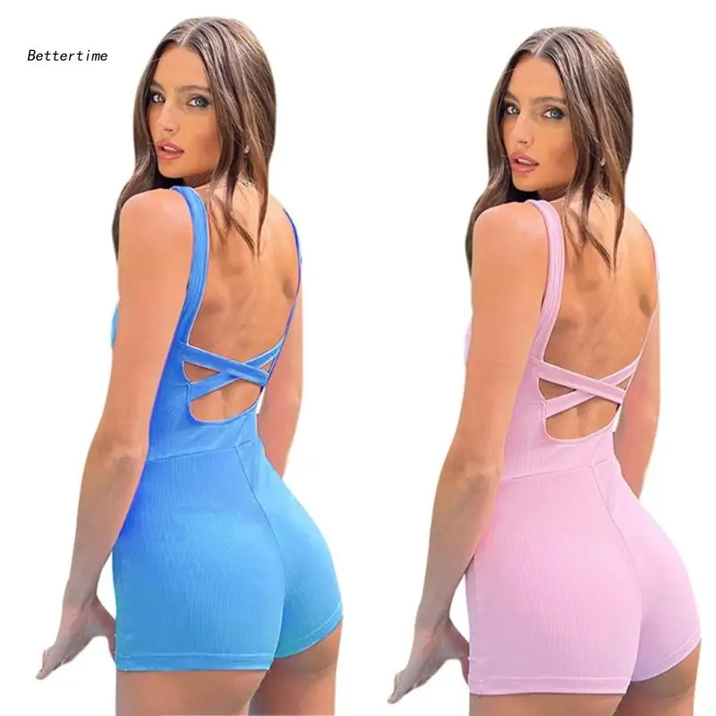 B36D Women One-Piece Sleeveless Jumpsuits Solid Color Open Back Bodycon Short Romper
B36D Women One-Piece Sleeveless Jumpsuits Solid Color Open Back Bodycon Short Romper