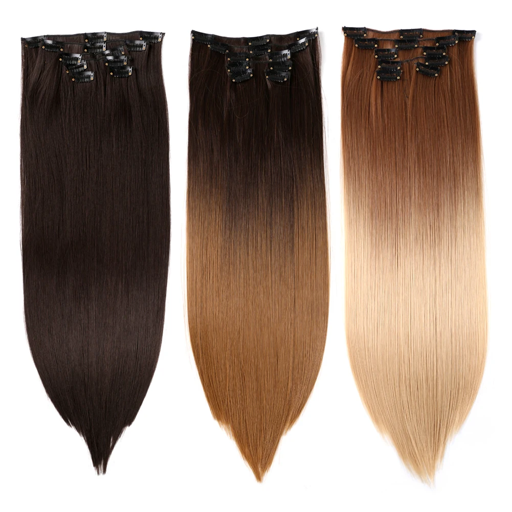 6 Pcs 12 Clips Synthetic Long Straight Seamless Clip In Hairpiece Black Dark Brown Fake Hair Extension
6 Pcs 12 Clips Synthetic Long Straight Seamless Clip In Hairpiece Black Dark Brown Fake Hair Extension