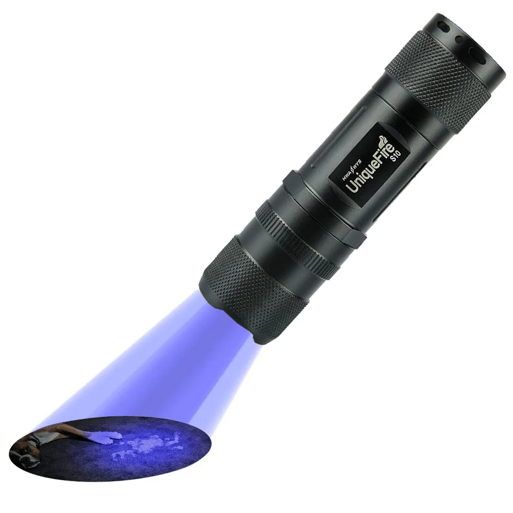 UniqueFire S10 UV 395nm Ultraviolet Flashlight 1 Mode Aluminum Alloy Balck Lamp Torch For Oil Leak Detector,Check Money
UniqueFire S10 UV 395nm Ultraviolet Flashlight 1 Mode Aluminum Alloy Balck Lamp Torch For Oil Leak Detector,Check Money