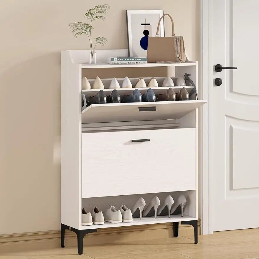 Gadroad Shoe Cabinet, Modern Slim Hidden Shoe Organizer, Tipping Shoe Rack Organizer with 2 Flip Drawers
Gadroad Shoe Cabinet, Modern Slim Hidden Shoe Organizer, Tipping Shoe Rack Organizer with 2 Flip Drawers