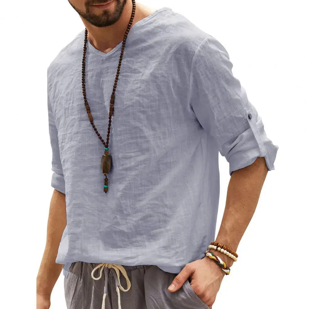 Breathable Men Shirt Solid Color Summer Shirt All Match T-shirt V Neck Men Top Friendly to Skin Summer Top for Vacation
Breathable Men Shirt Solid Color Summer Shirt All Match T-shirt V Neck Men Top Friendly to Skin Summer Top for Vacation