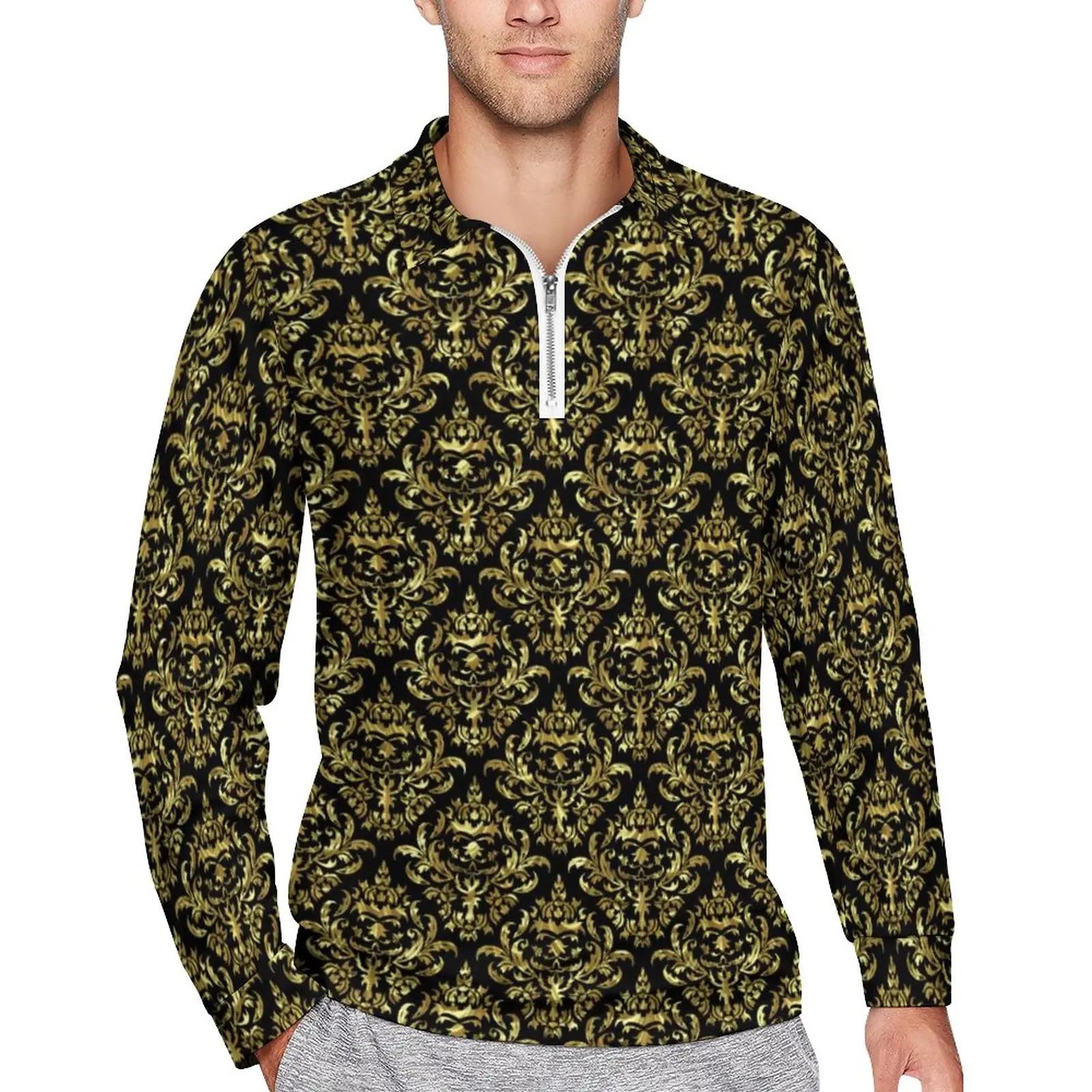 Gold Baroque Floral Casual Polo Shirt Geometric Pattern T-Shirts Long Sleeves Graphic Shirt Cool Oversize Man Tops Birthday Gift
Gold Baroque Floral Casual Polo Shirt Geometric Pattern T-Shirts Long Sleeves Graphic Shirt Cool Oversize Man Tops Birthday Gift