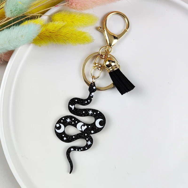 ApeUr 2pcs Black Glitter Acrylic Snake Tassel Keyring Car Key Accessory Women Handbag Backpack Charms Keychain
ApeUr 2pcs Black Glitter Acrylic Snake Tassel Keyring Car Key Accessory Women Handbag Backpack Charms Keychain