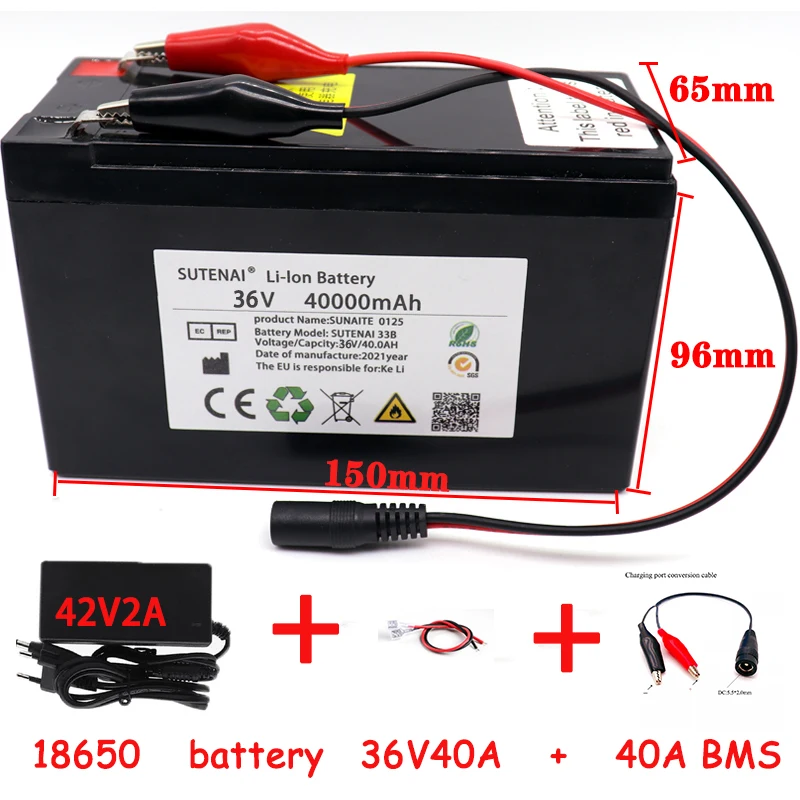 36V 40/50/60Ah 18650 Li-ion Battery Pack Electric Bicycle Moped /Electric/Lithium Ion Battery Pack+ 2A Charger
36V 40/50/60Ah 18650 Li-ion Battery Pack Electric Bicycle Moped /Electric/Lithium Ion Battery Pack+ 2A Charger