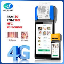 4G 스마트 휴대용 POS PDA 모바일 안드로이드 터미널, 와이파이, NFC, 2D 스캐너, 58mm 열전사 프린터, POS 시스템, RAM3G, ROM32