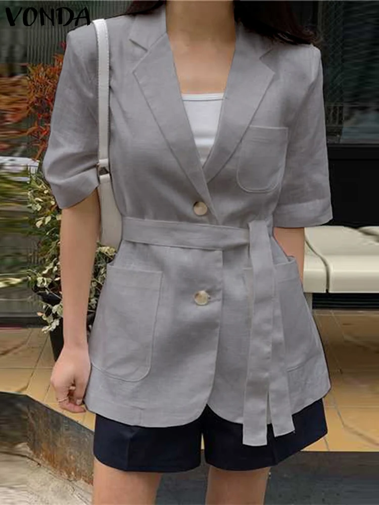 VONDA Elegant Women Blazer 2023 Fashion Lapel Solid Slim Shirts Buttons Office Outwear Casual Loose Pockets Party Blazer Belted
VONDA Elegant Women Blazer 2023 Fashion Lapel Solid Slim Shirts Buttons Office Outwear Casual Loose Pockets Party Blazer Belted